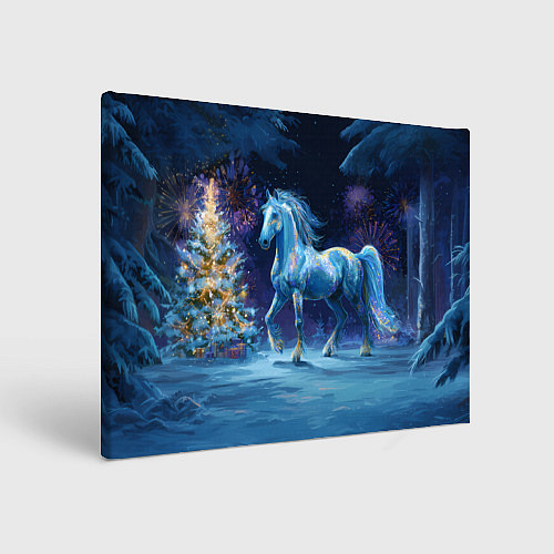 Картина прямоугольная Сияющая новогодняя лошадка / 3D-принт – фото 1