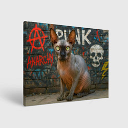 Холст прямоугольный Сфинкс на фоне стены с граффити, цвет: 3D-принт