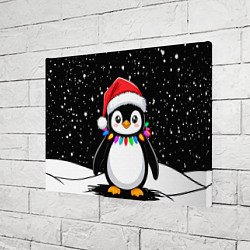 Холст прямоугольный Пингвин в шапке Санты, цвет: 3D-принт — фото 2