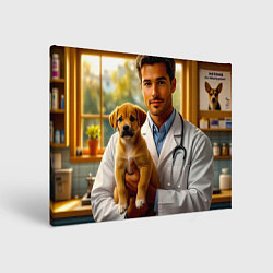 Картина прямоугольная Ветеринар с щенком