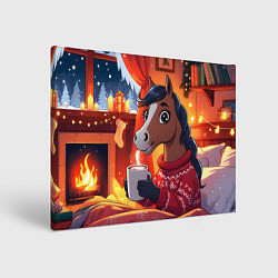 Картина прямоугольная Лошадка зимним вечером