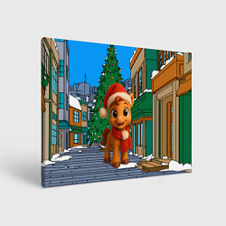 Картина прямоугольная Новогодняя лошадка и елка