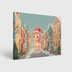 Холст прямоугольный Маленькая новогодняя милая лошадка, цвет: 3D-принт
