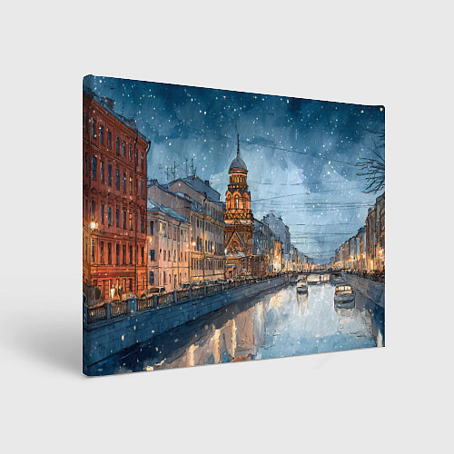 Картина прямоугольная Санкт-Петербург зимний город / 3D-принт – фото 1