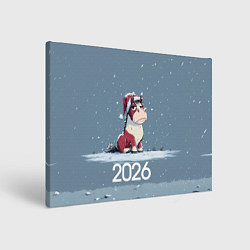Картина прямоугольная 2026 Новогодняя карикатурная лошадка
