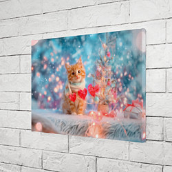 Холст прямоугольный Котенок и гирлянда из сердечек, цвет: 3D-принт — фото 2