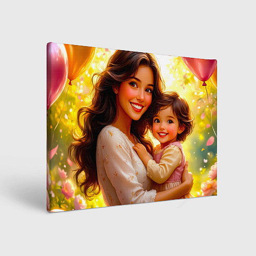 Картина прямоугольная Мама и дочка: мгновение счастья / 3D-принт – фото 1