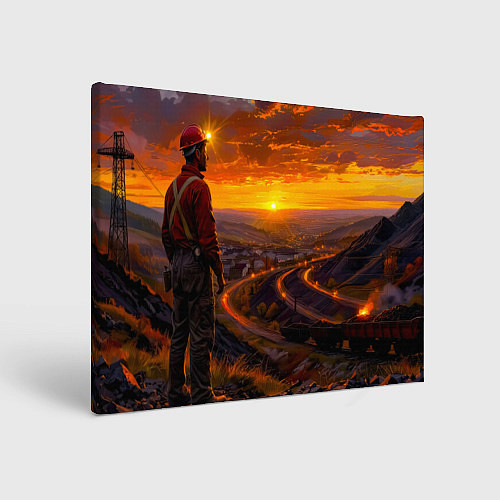 Картина прямоугольная Шахтёр на закате / 3D-принт – фото 1