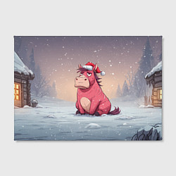 Холст прямоугольный Розовая новогодняя лошадка, цвет: 3D-принт — фото 2