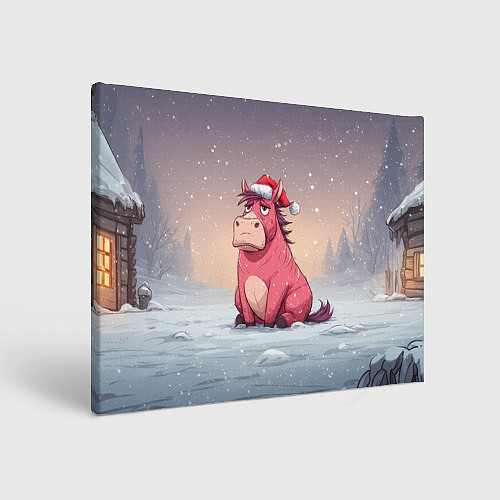 Картина прямоугольная Розовая новогодняя лошадка / 3D-принт – фото 1