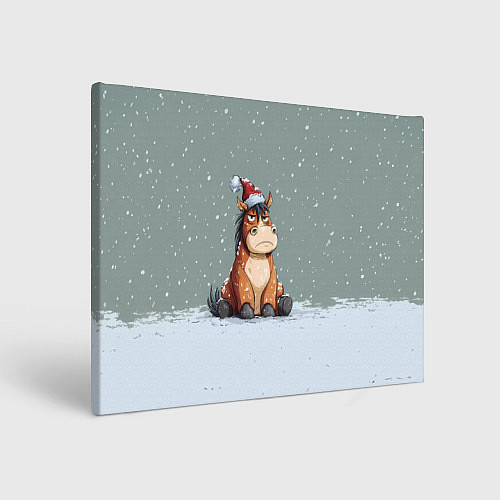 Картина прямоугольная Лошадка на фоне снегопада / 3D-принт – фото 1
