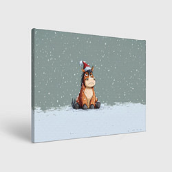 Картина прямоугольная Лошадка на фоне снегопада