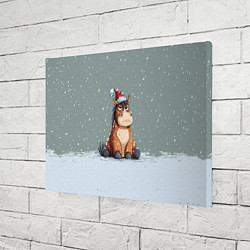 Холст прямоугольный Лошадка на фоне снегопада, цвет: 3D-принт — фото 2
