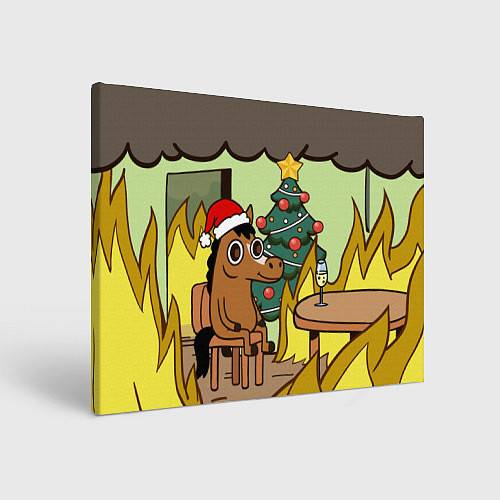 Картина прямоугольная Конь среди огня - this is fine / 3D-принт – фото 1