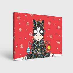 Картина прямоугольная Лошадка в новогодних огоньках