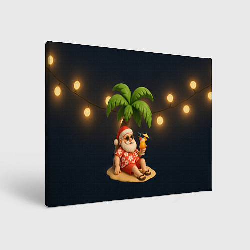 Картина прямоугольная Санта чиллит под пальмой / 3D-принт – фото 1