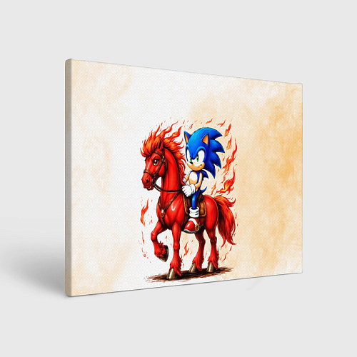 Картина прямоугольная Соник верхом на коне / 3D-принт – фото 1