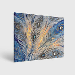 Картина прямоугольная Синие перья с самоцветами