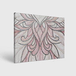 Холст прямоугольный Нежно розовый орнамент из перьев, цвет: 3D-принт
