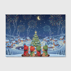 Холст прямоугольный Лошадки в новогоднюю ночь, цвет: 3D-принт — фото 2