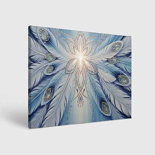 Картина прямоугольная Ледяной перьевой орнамент со светом / 3D-принт – фото 1