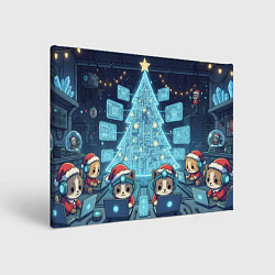 Холст прямоугольный Новогодние котики айтишники, цвет: 3D-принт