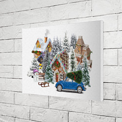Холст прямоугольный Машина стоит рядом с украшенными домами перед Новы, цвет: 3D-принт — фото 2