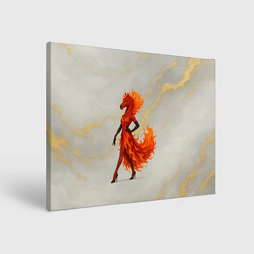 Картина прямоугольная Красная огненная лошадка походка по подиуму / 3D-принт – фото 1