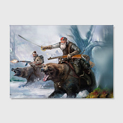 Холст прямоугольный Русский воин на медведе, цвет: 3D-принт — фото 2