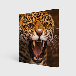 Холст квадратный Ярость леопарда, цвет: 3D-принт