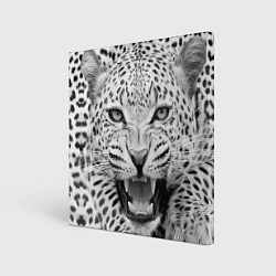 Холст квадратный Белый леопард, цвет: 3D-принт