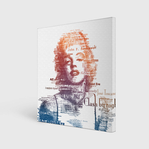 Картина квадратная Мэрилин Монро - текстовый портрет / 3D-принт – фото 1