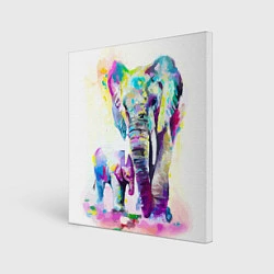 Холст квадратный Акварельные слоны, цвет: 3D-принт