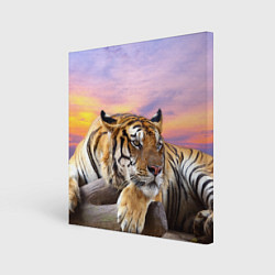 Картина квадратная Тигр на закате