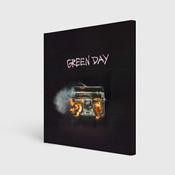 Картина квадратная Green Day магнитофон в огне
