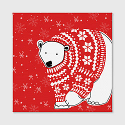 Холст квадратный Новогодний медведь, цвет: 3D-принт — фото 2