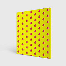 Холст квадратный 8 bit yellow love, цвет: 3D-принт
