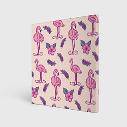 Картина квадратная Фламинго: розовый мотив