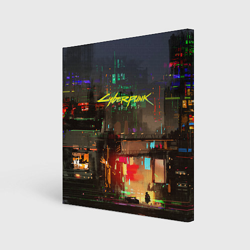 Картина квадратная Cyberpunk 2077: Night City / 3D-принт – фото 1