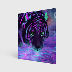 Холст квадратный Неоновый тигр, цвет: 3D-принт