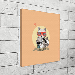 Холст квадратный Raccoon Love Coffee, цвет: 3D-принт — фото 2