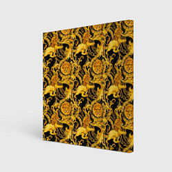 Картина квадратная Львы золотые узоры