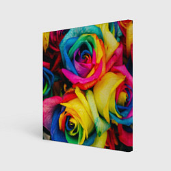 Холст квадратный Разноцветные розы, цвет: 3D-принт
