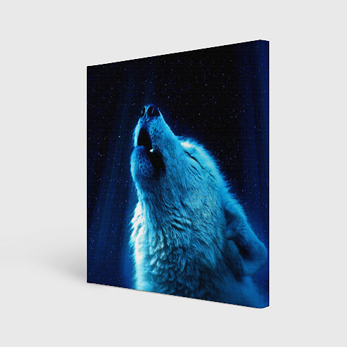 Картина квадратная Волк воет на луну / 3D-принт – фото 1