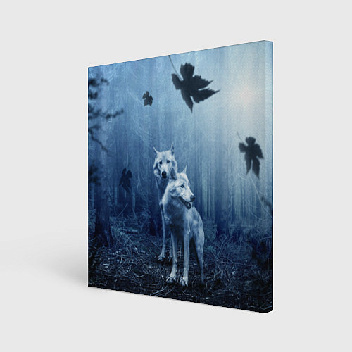 Картина квадратная Волки в тёмном лесу / 3D-принт – фото 1