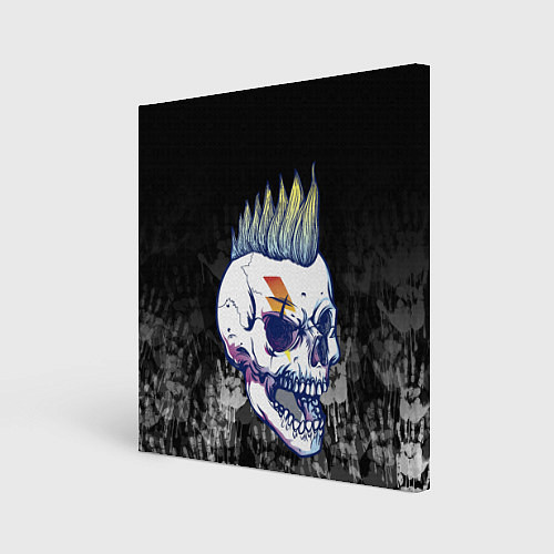 Картина квадратная Череп с ирокезы / 3D-принт – фото 1