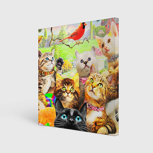 Картина квадратная КОТЫ / 3D-принт – фото 1