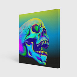Холст квадратный Neon skull, цвет: 3D-принт