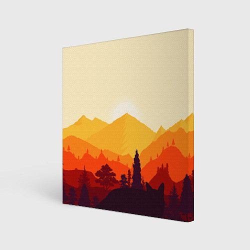Картина квадратная Горы закат пейзаж лиса арт / 3D-принт – фото 1