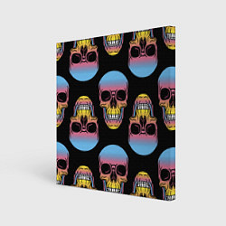 Холст квадратный Neon skull!, цвет: 3D-принт